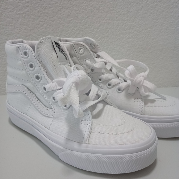 Vans White High-Top Sk8-Hi Shoe Kids size 12 - Main Image